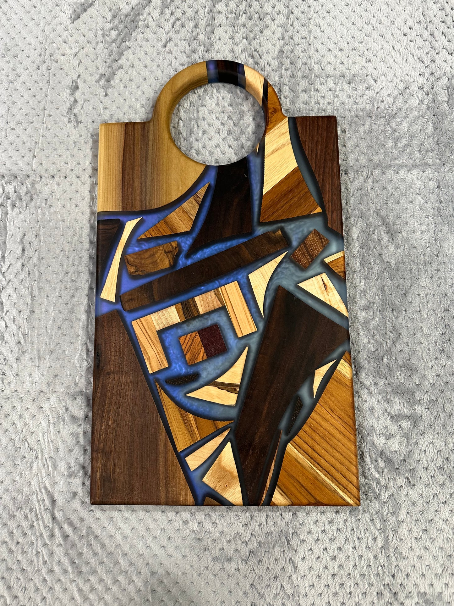 Mixed Wood and Blue Epoxy Charcuterie Board