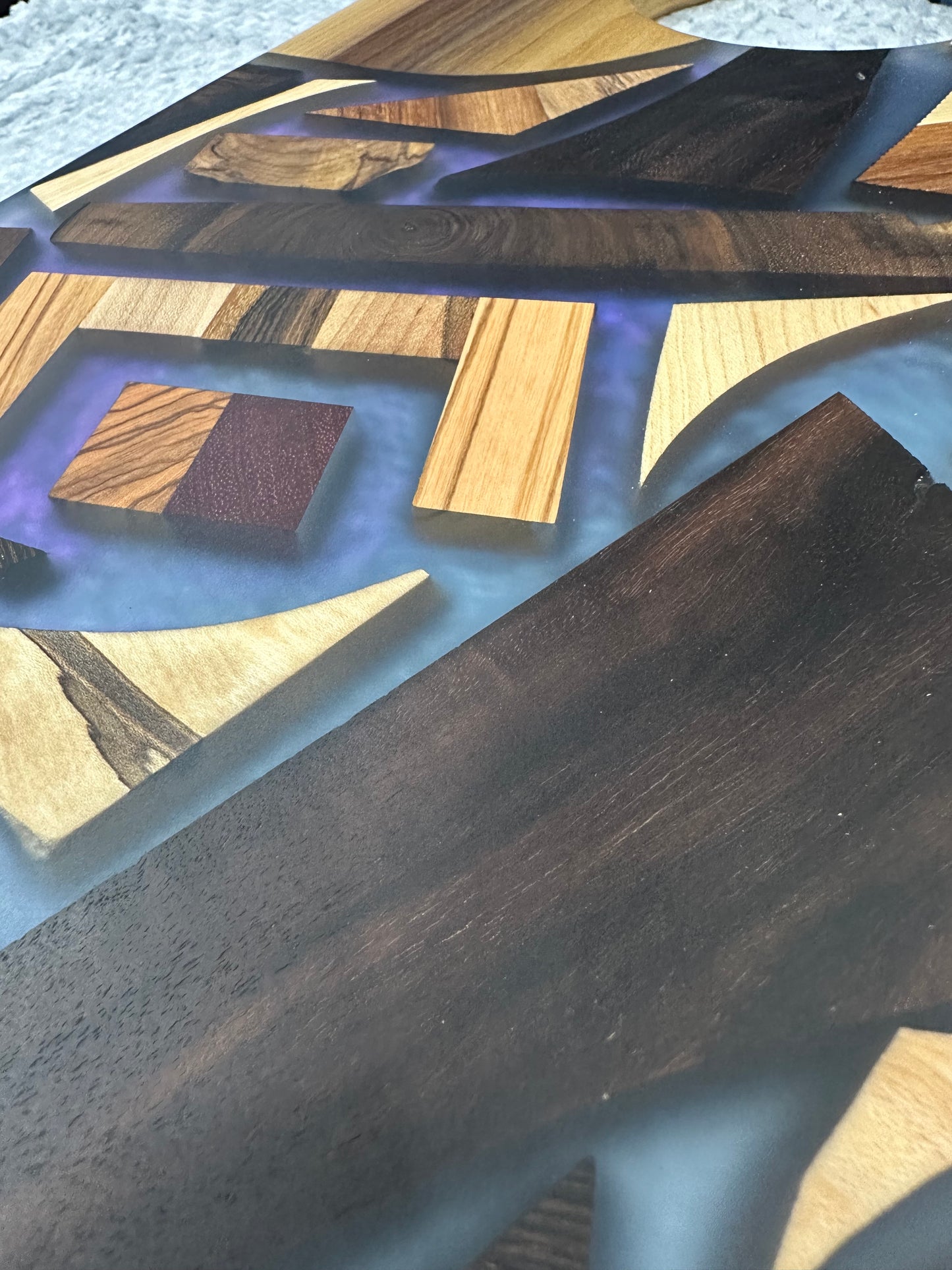 Mixed Wood and Blue Epoxy Charcuterie Board