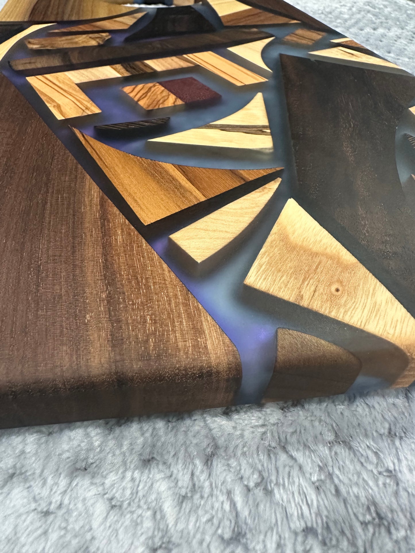Mixed Wood and Blue Epoxy Charcuterie Board