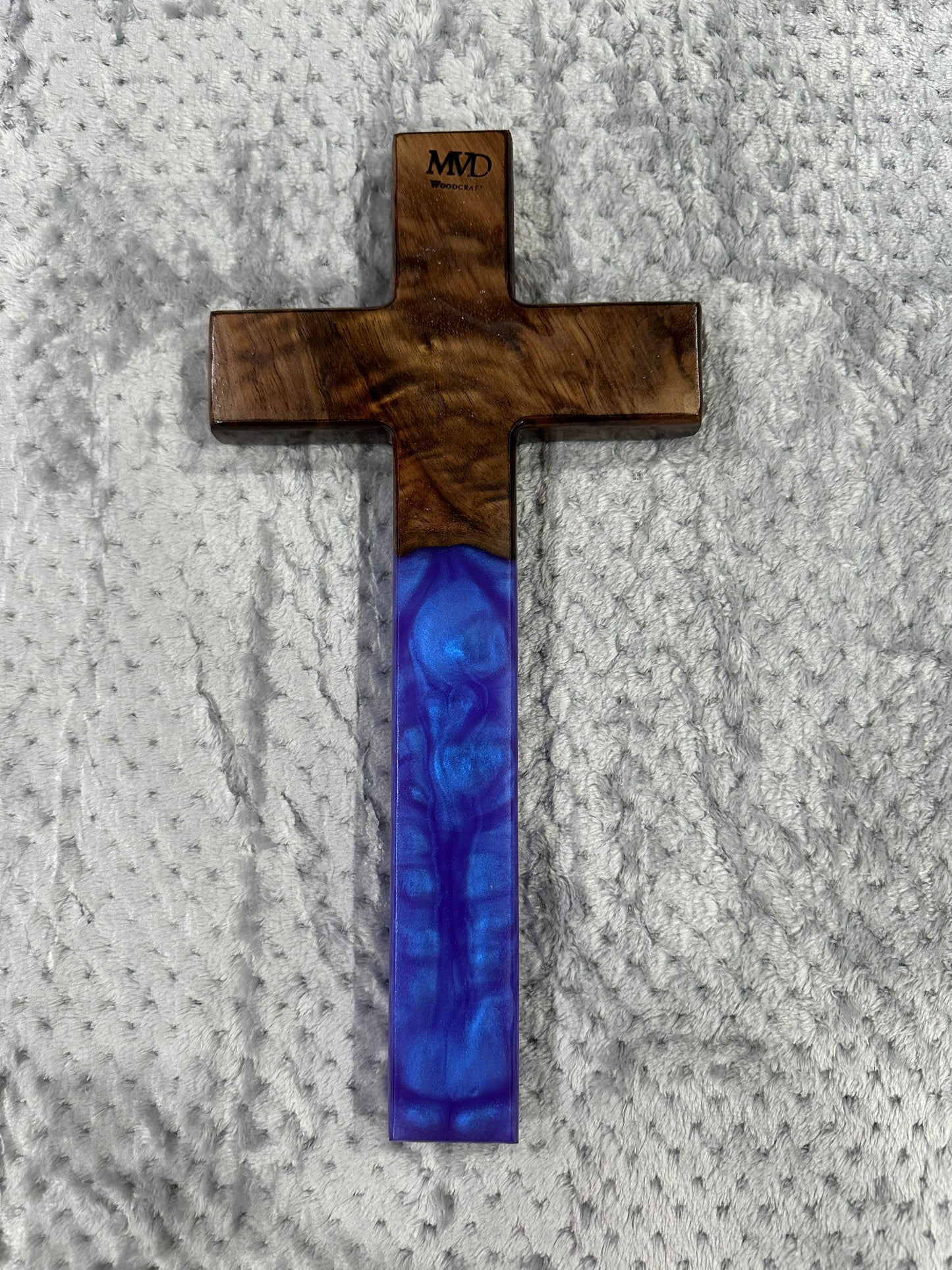 Walnut Cross with Purple Epoxy