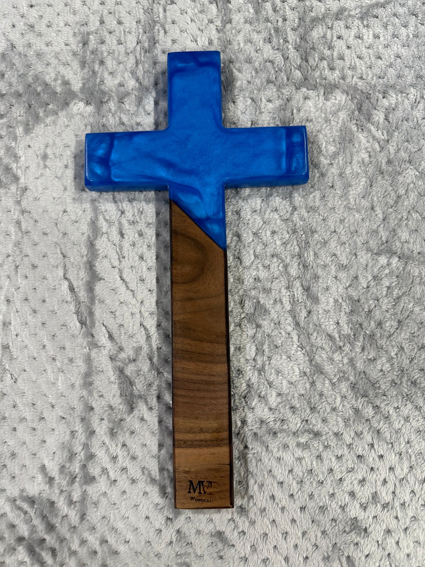 Walnut Cross with Blue Epoxy
