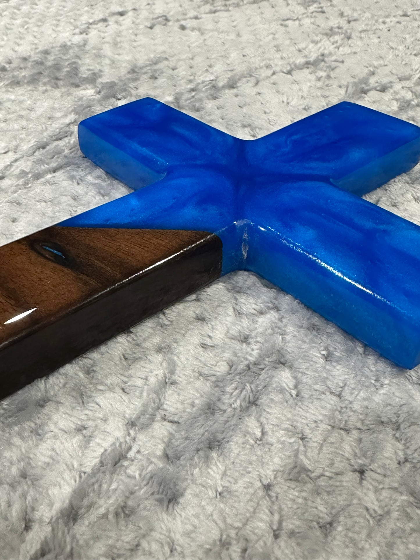 Walnut Cross with Blue Epoxy
