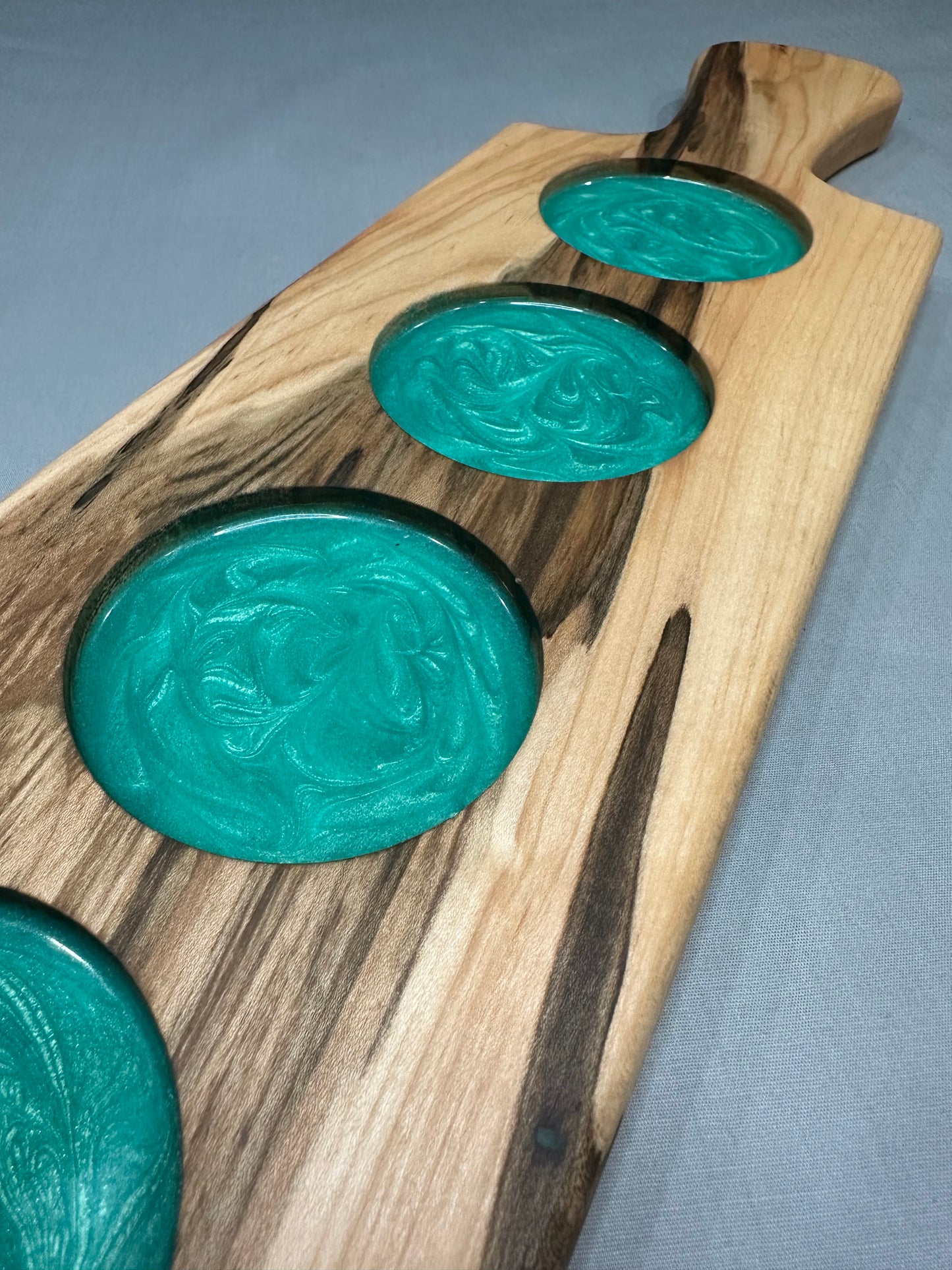 Wormy Maple w/ Mint Green Epoxy Drink Flight