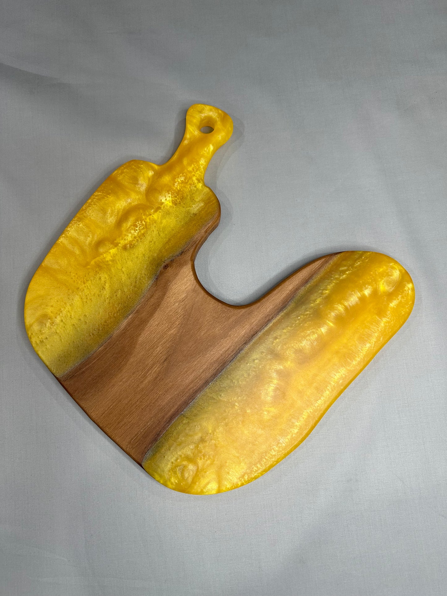 Walnut Abstract Charcuterie Board with Yellow Epoxy