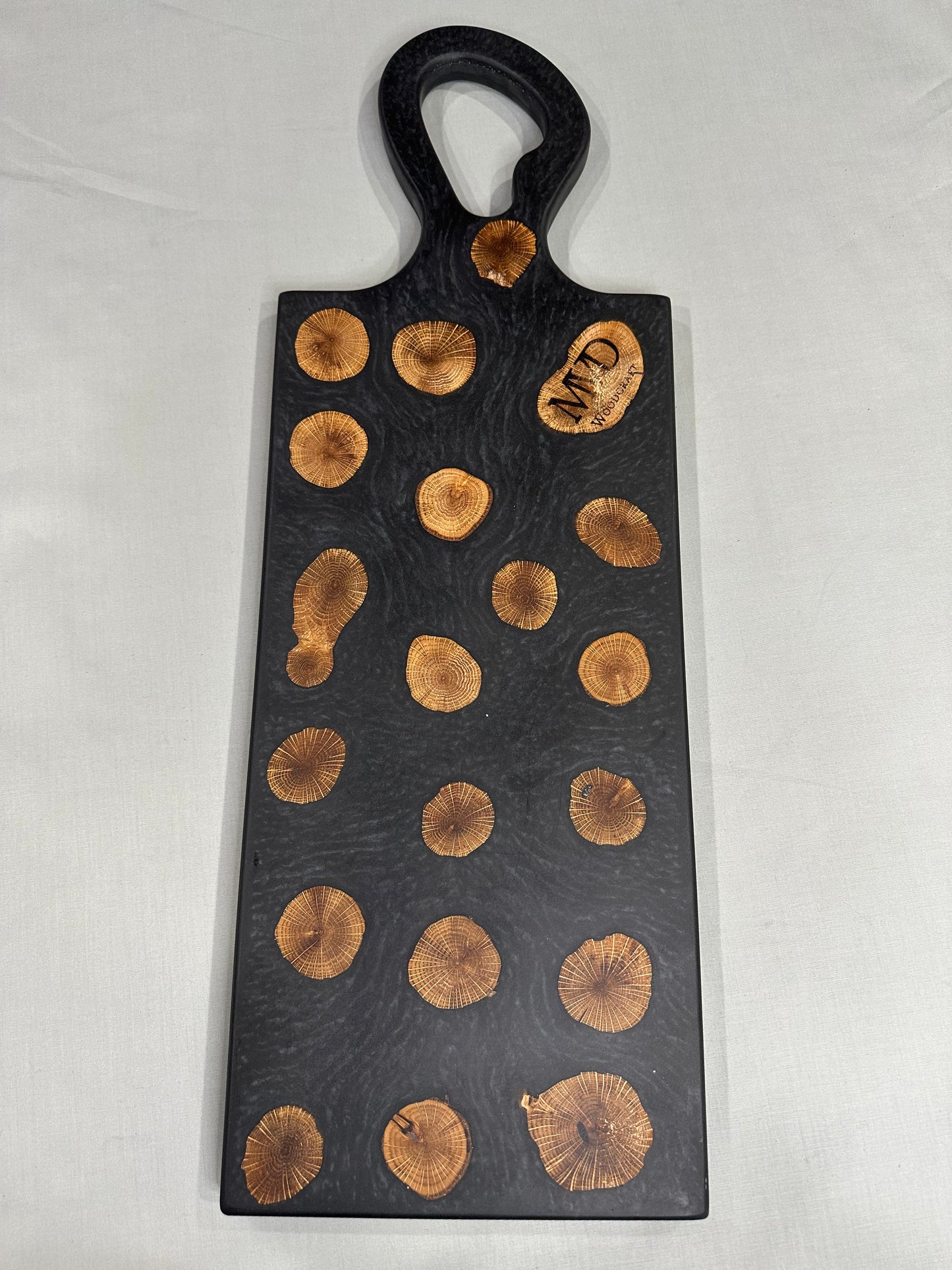 Oak Cookie Charcuterie Board with Gray Epoxy