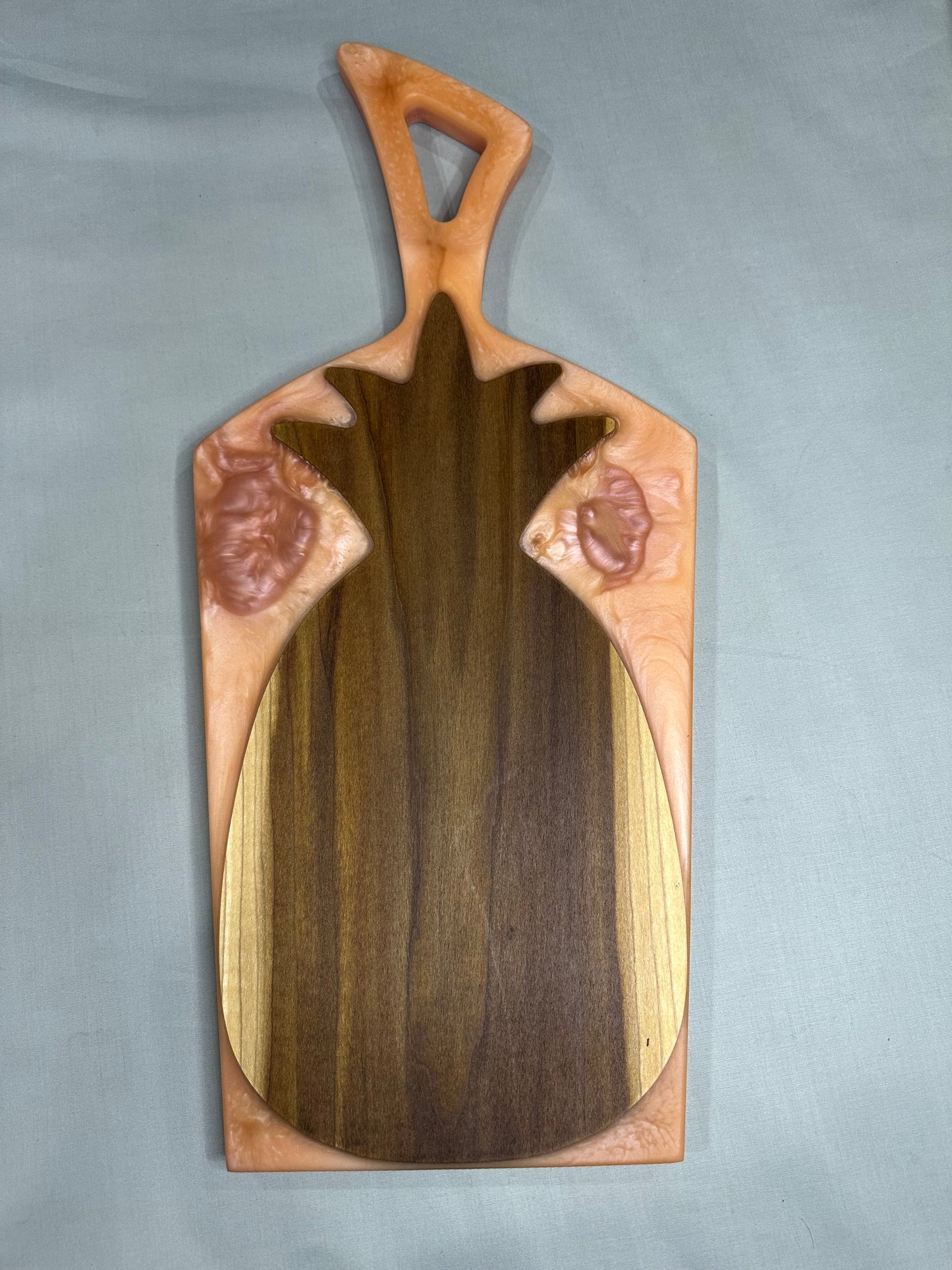 Rainbow Poplar Pineapple Charcuterie Board with Pink Epoxy