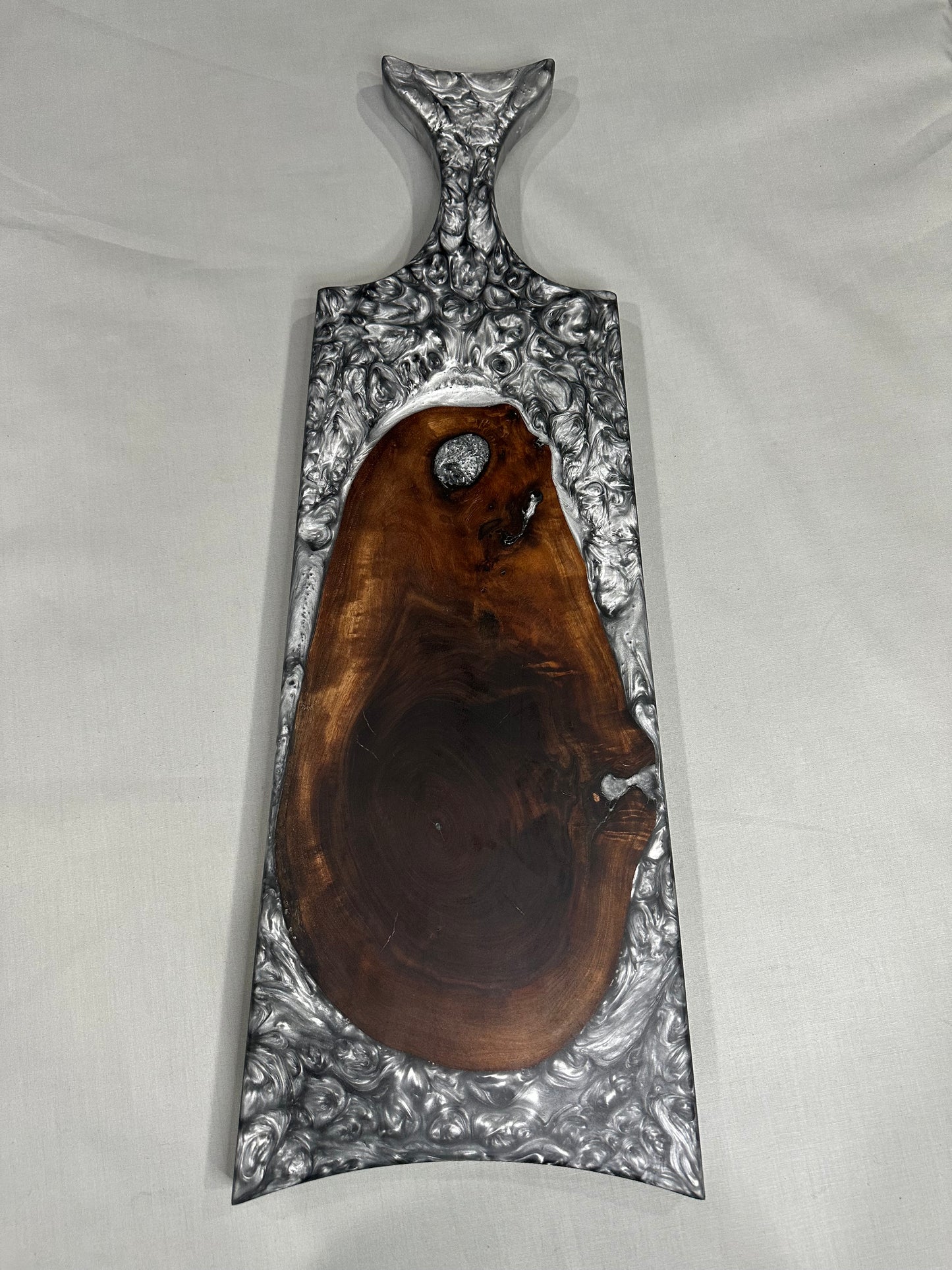 Walnut Cookie Charcuterie Board with Silver Epoxy