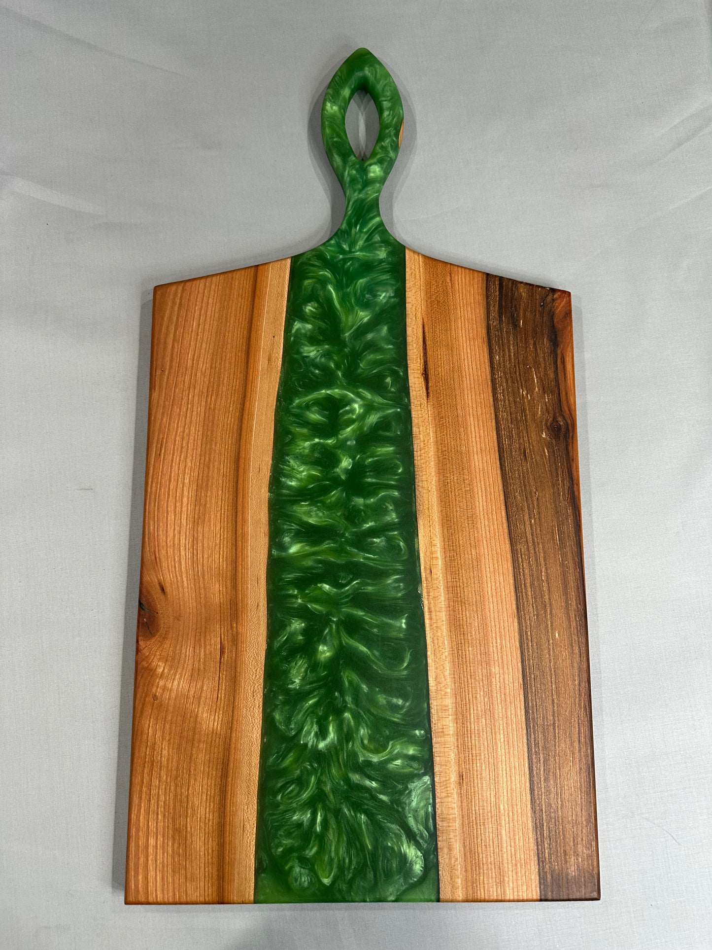 Maple Charcuterie Board with Green Epoxy