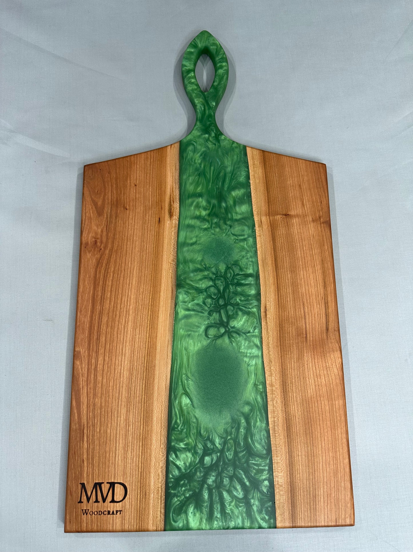 Maple Charcuterie Board with Green Epoxy