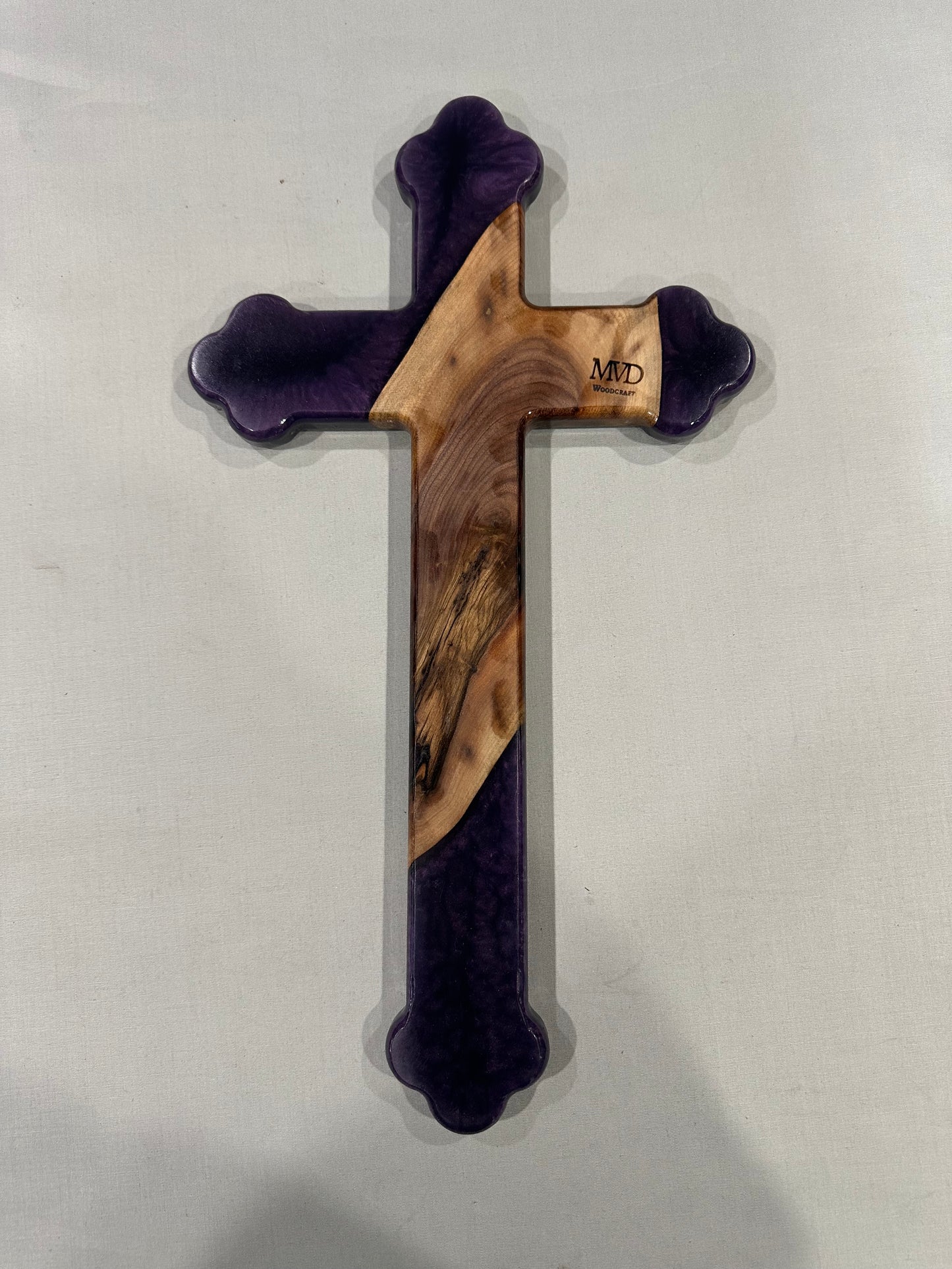 Walnut Cookie Cross with Purple Epoxy