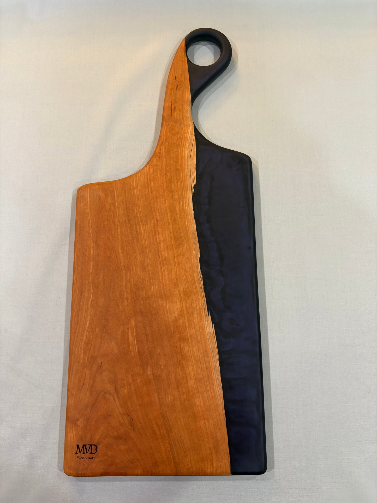 Cherry Charcuterie Board with Dark Blue Epoxy