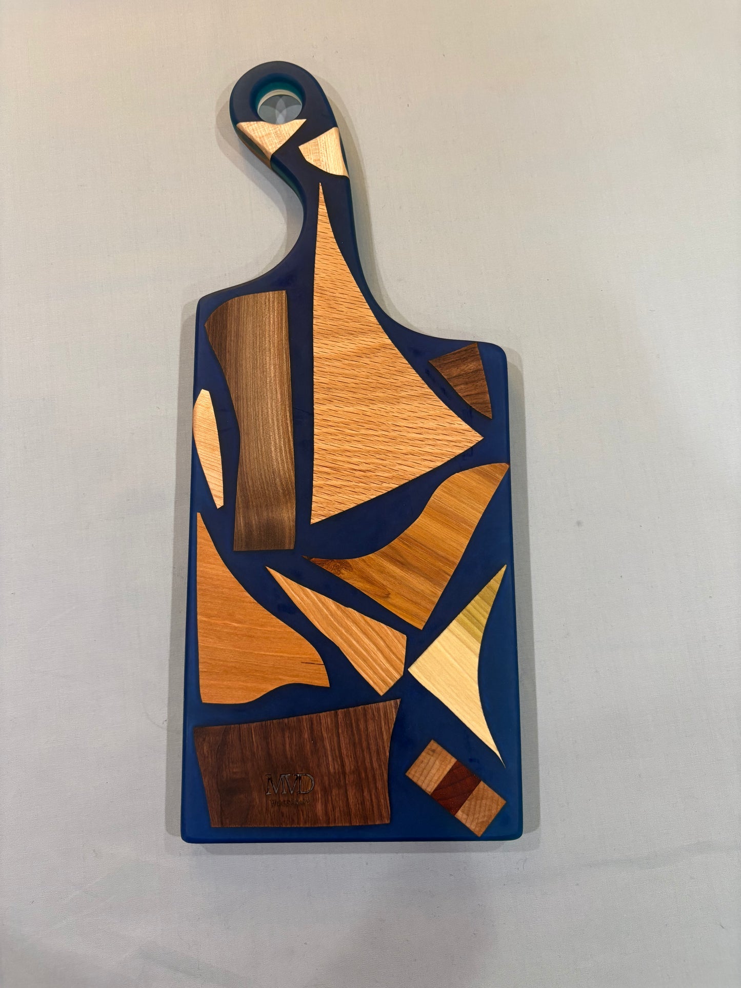 Mixed Piece Charcuterie Board with Blue Epoxy