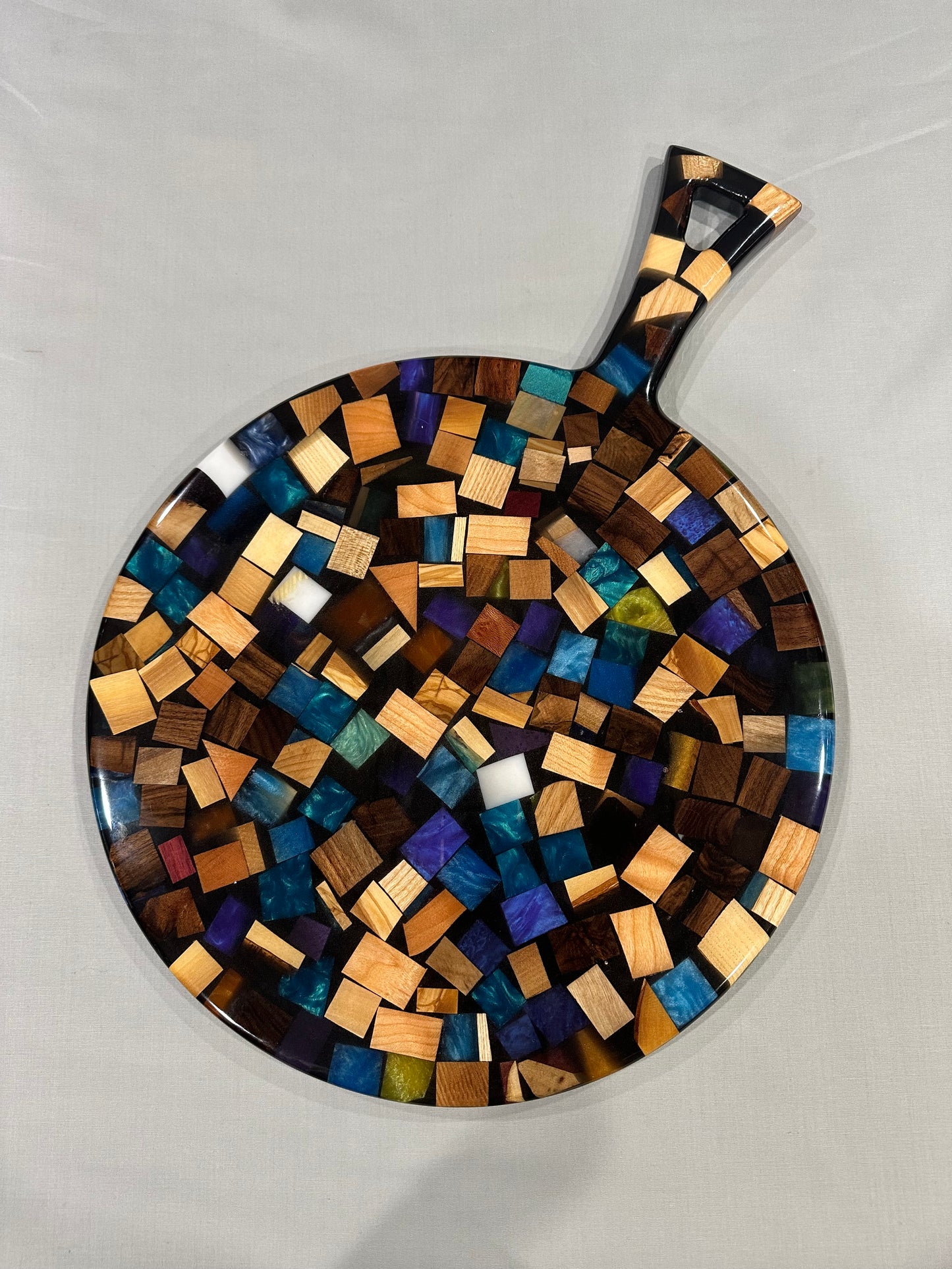 Mixed Cube Charcuterie Board with Black Epoxy