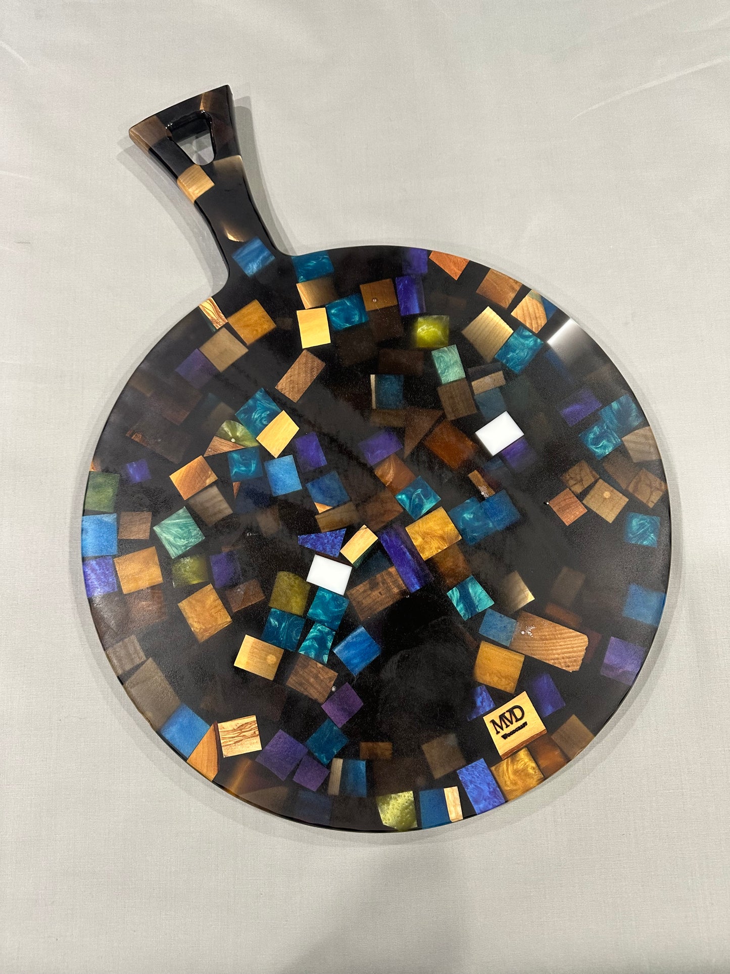 Mixed Cube Charcuterie Board with Black Epoxy