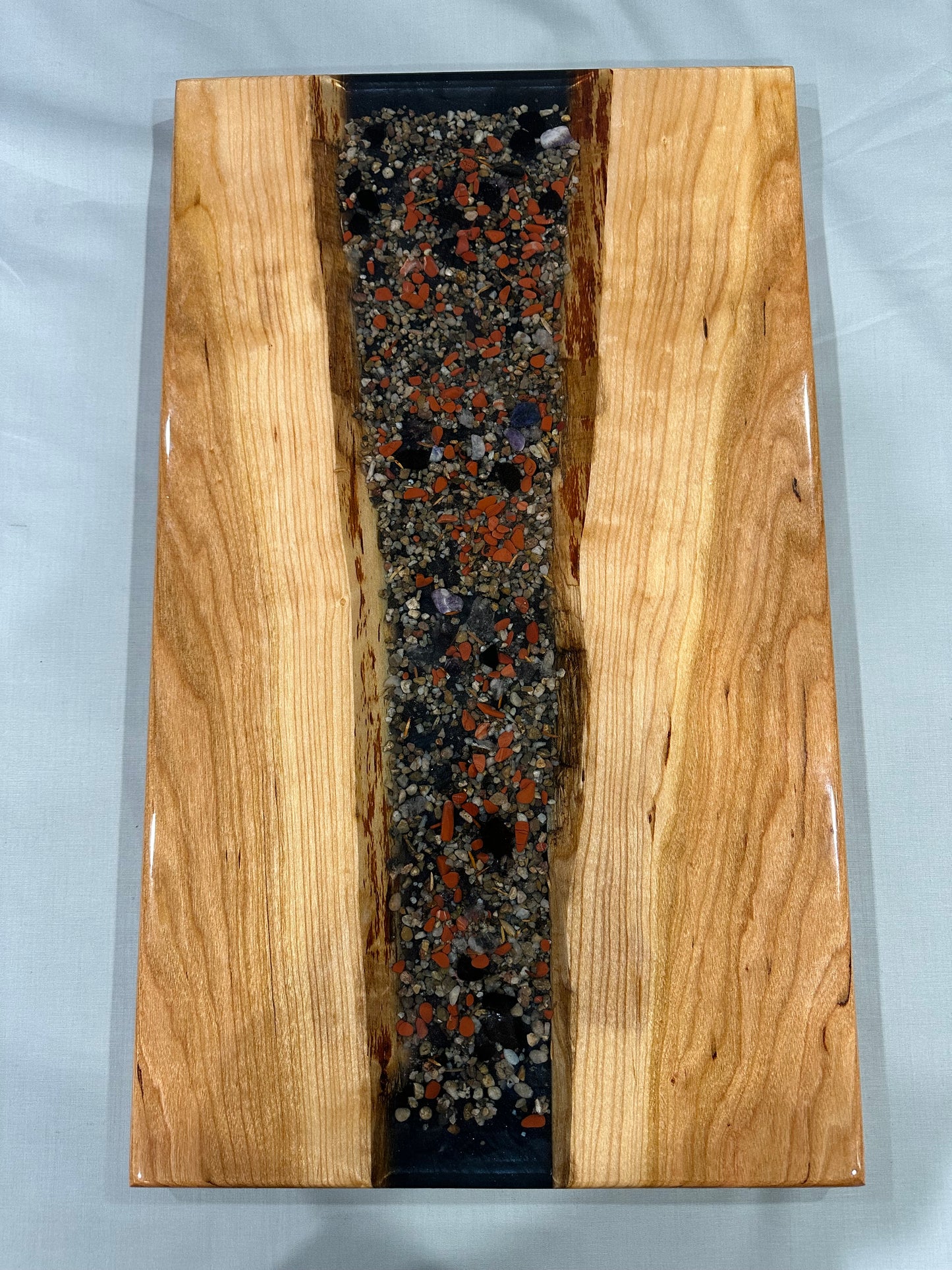 Cherry Wood River Rock Serving Tray