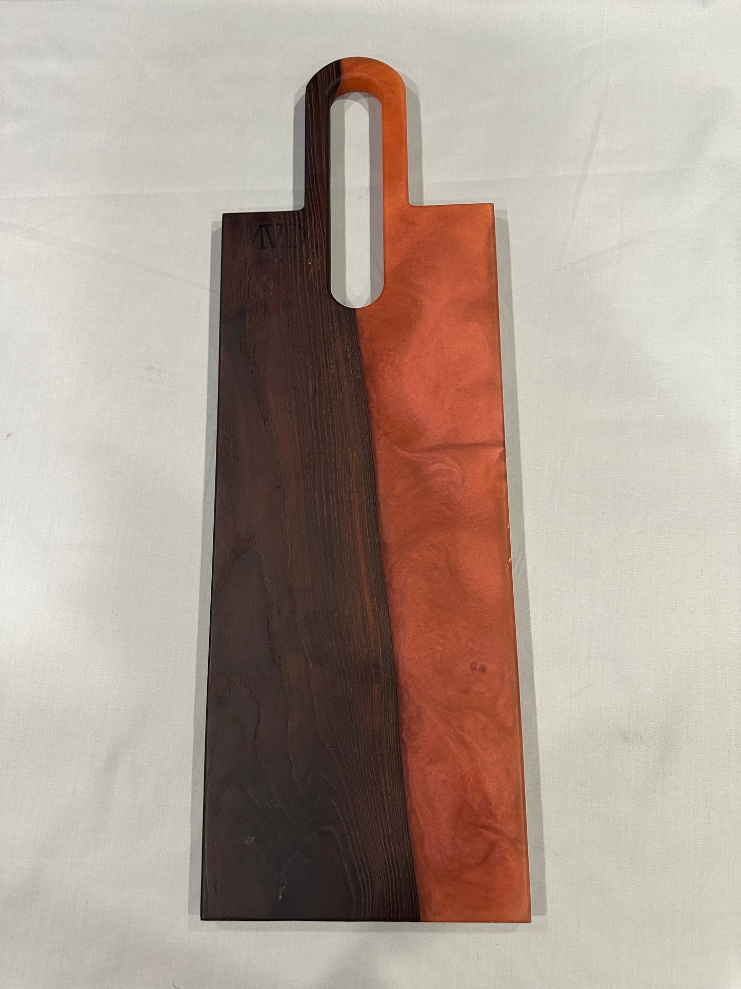Roasted Ash Charcuterie Board with Burnt-Orange Epoxy