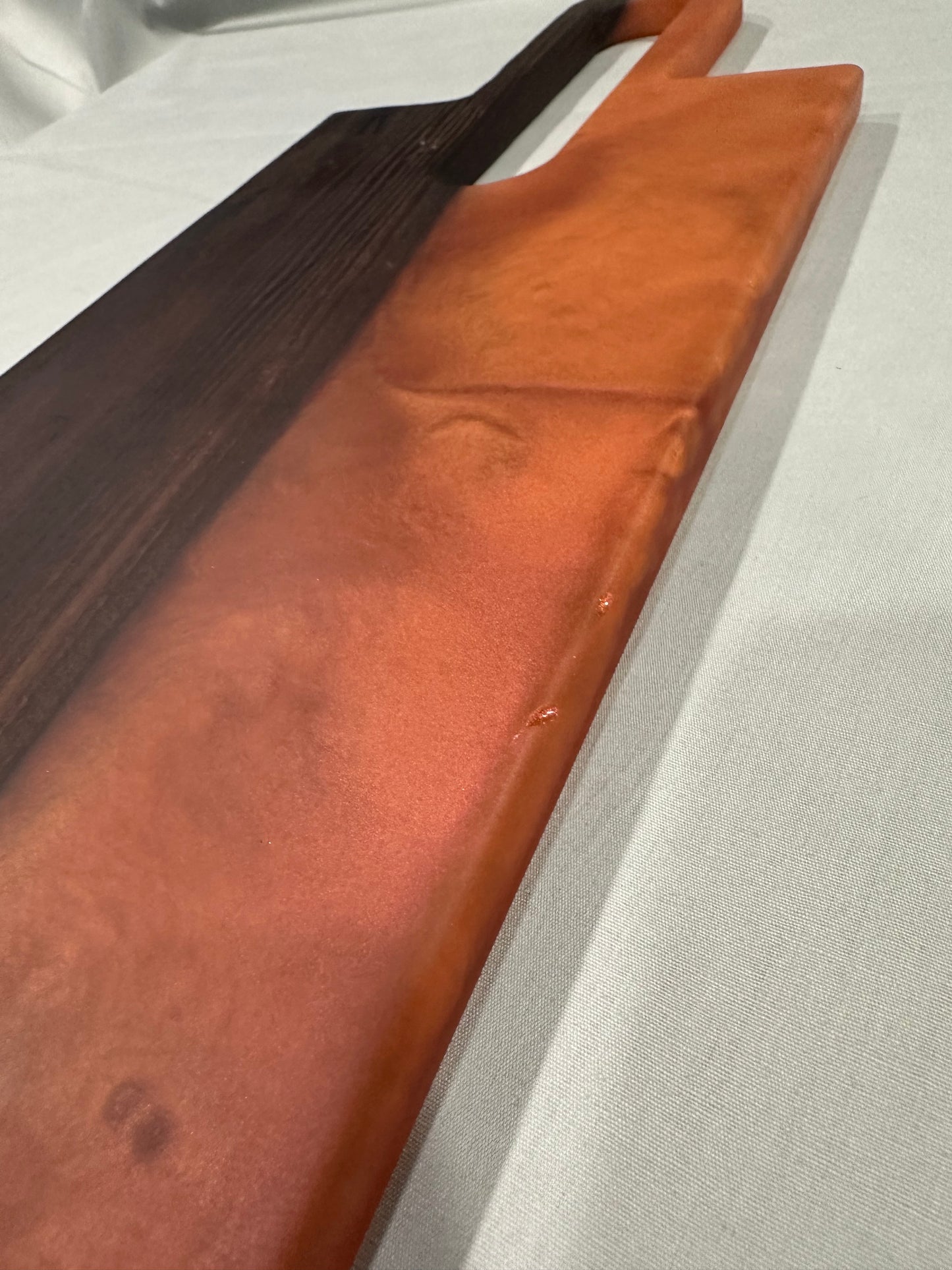 Roasted Ash Charcuterie Board with Burnt-Orange Epoxy