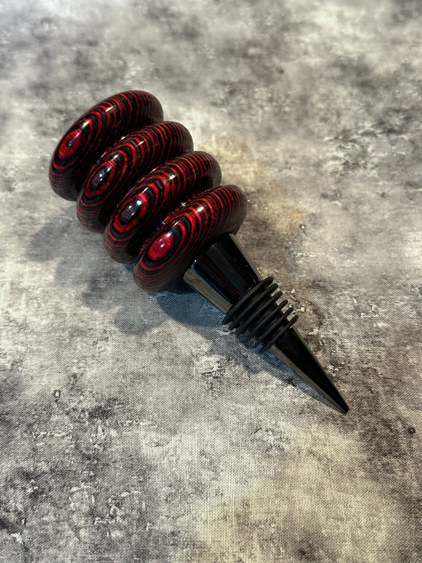 Red and Black Laminated Bottle Stopper
