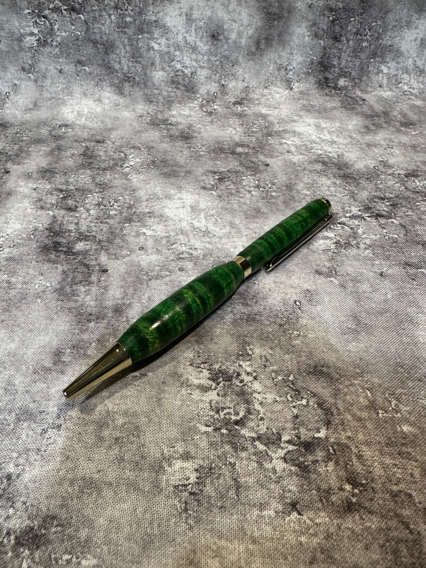 Green Figured Maple Twist-to-Retract Pen