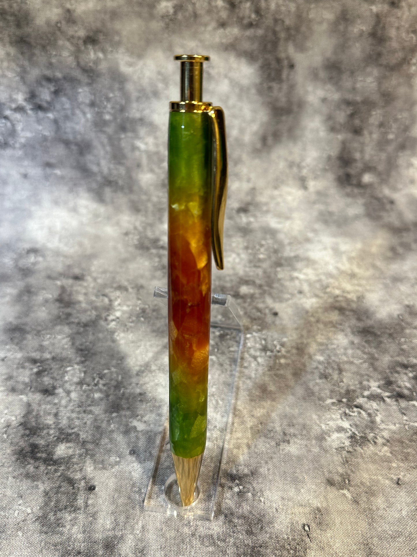 Green and Orange Acrylic Retractable Pen