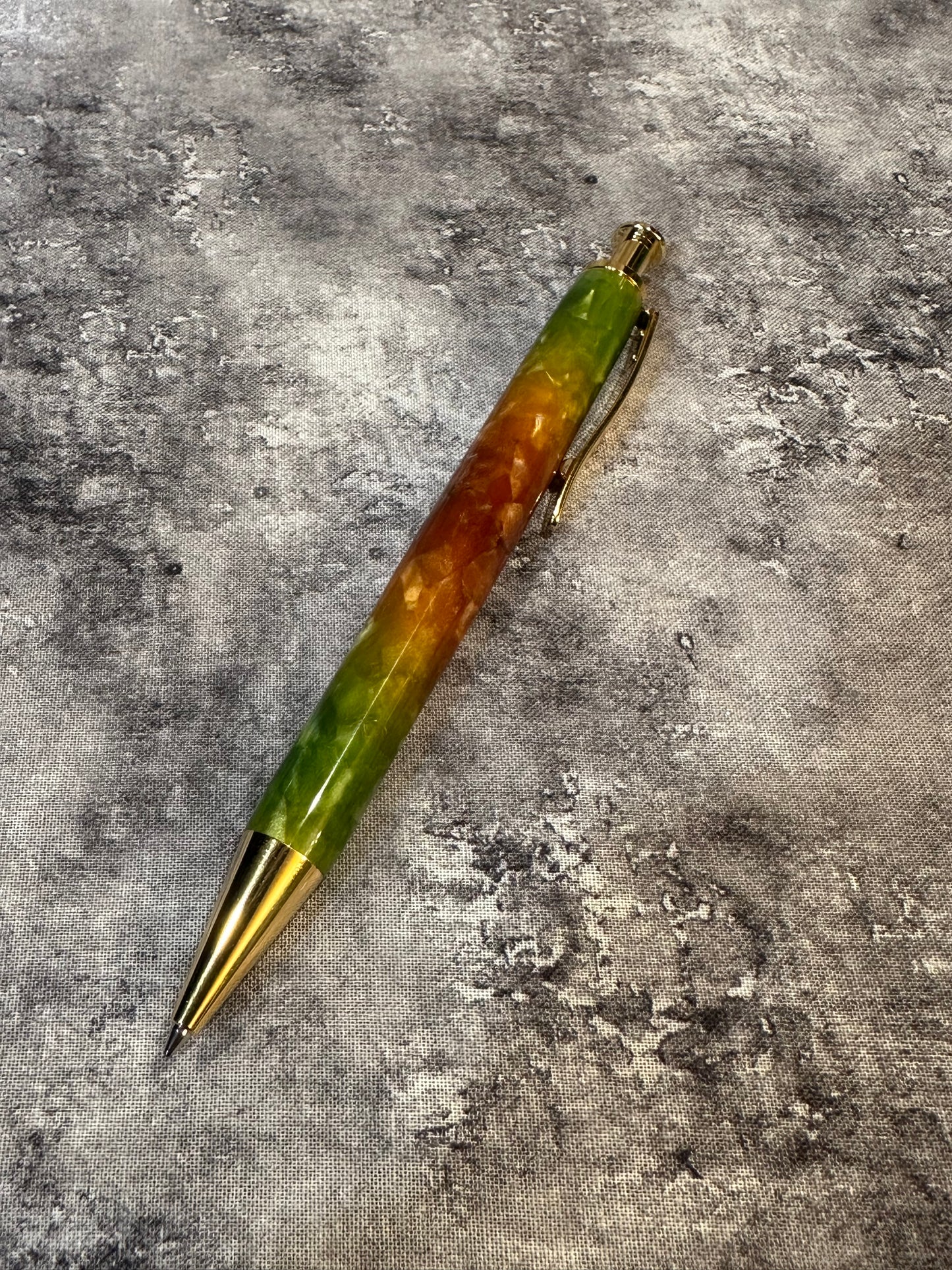 Green and Orange Acrylic Retractable Pen