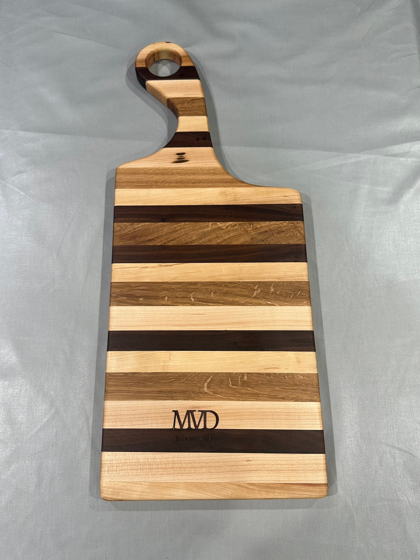 Multi-Wood Striped Charcuterie Board
