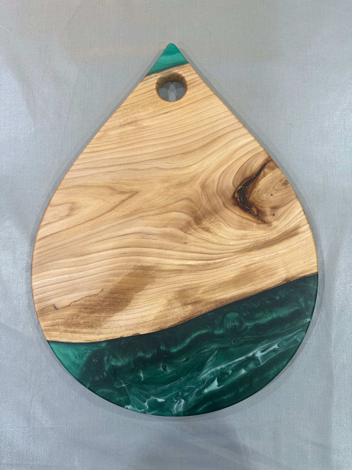 Elm and Green Epoxy Teardrop Board
