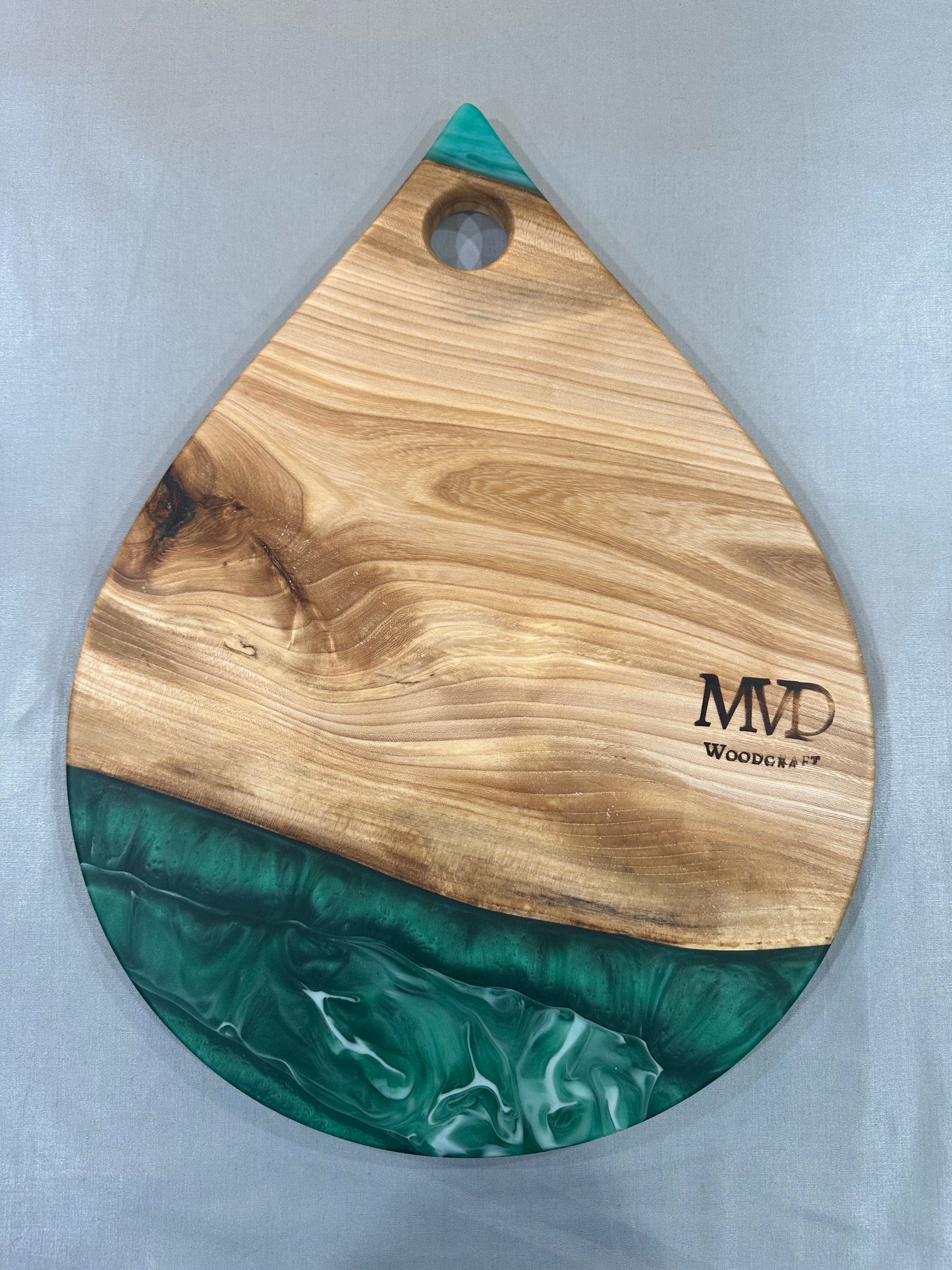 Elm and Green Epoxy Teardrop Board
