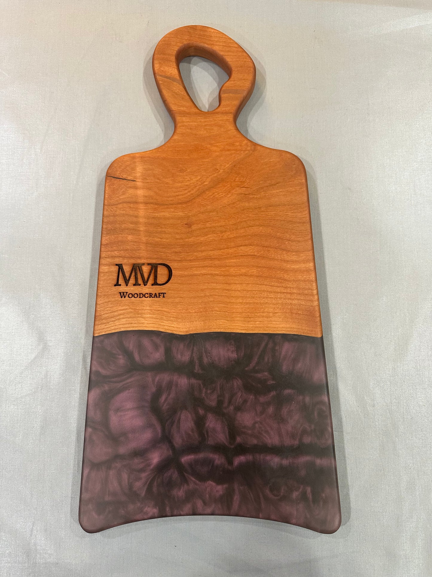Cherry Wood and Smoky Purple Epoxy Board