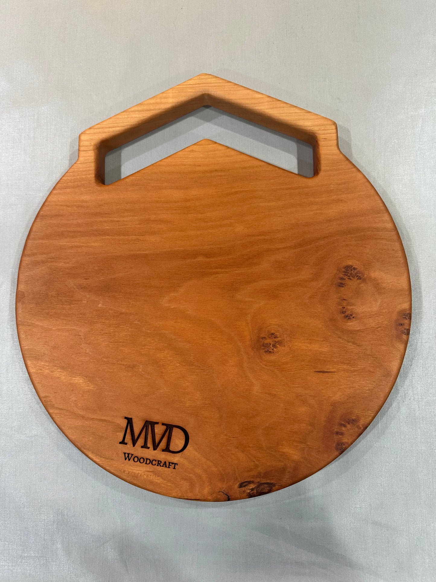 Cherry Charcuterie Board with Chevron Handle