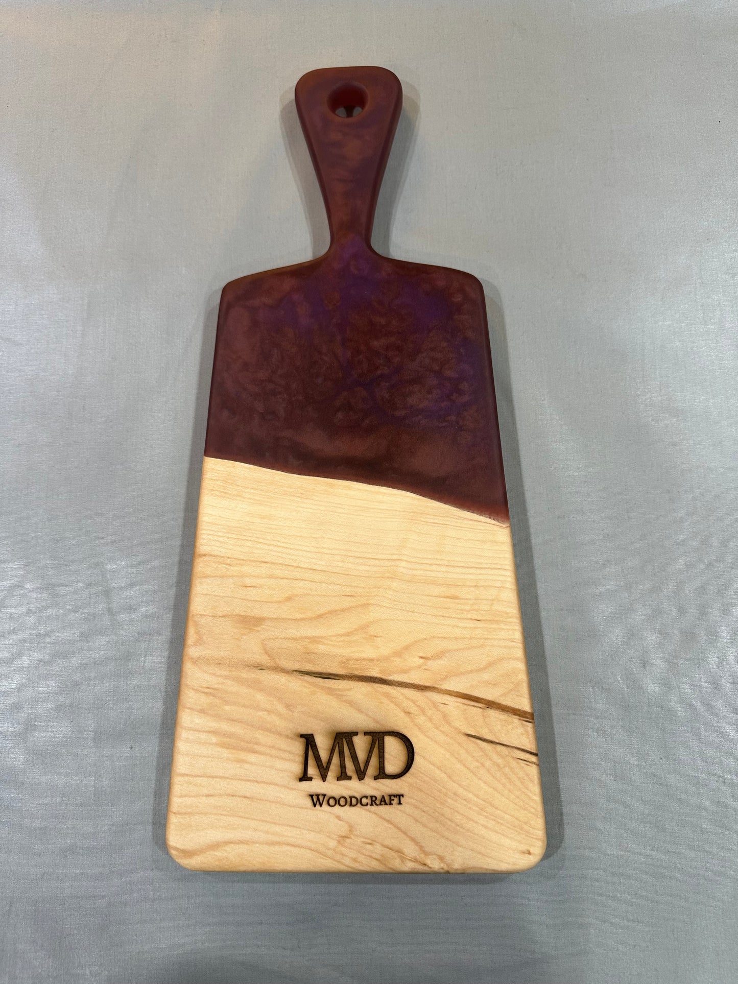 Maple and Burgundy Epoxy Charcuterie Board
