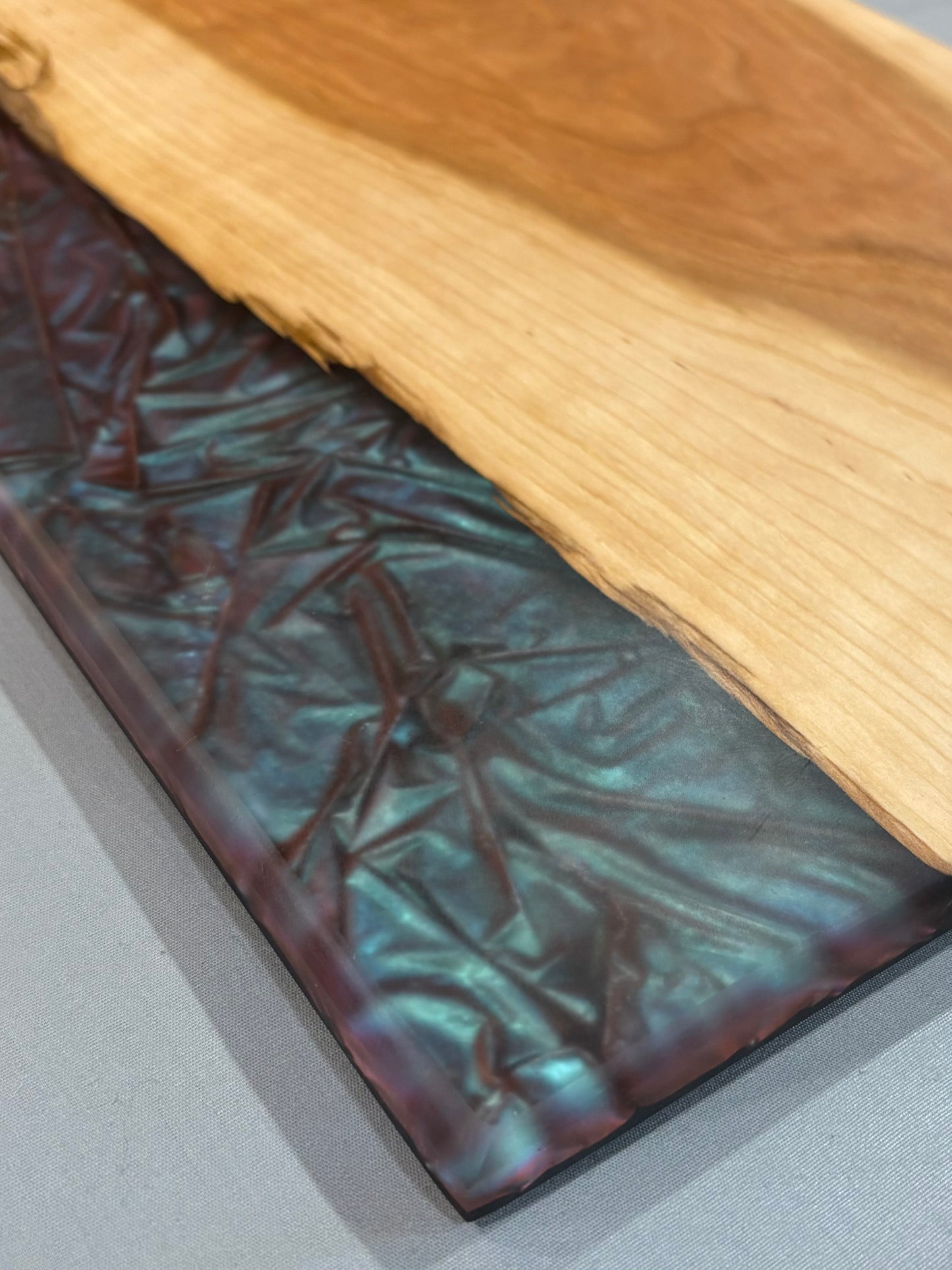 Cherry Wood Charcuterie Board with Crushed Velvet Epoxy