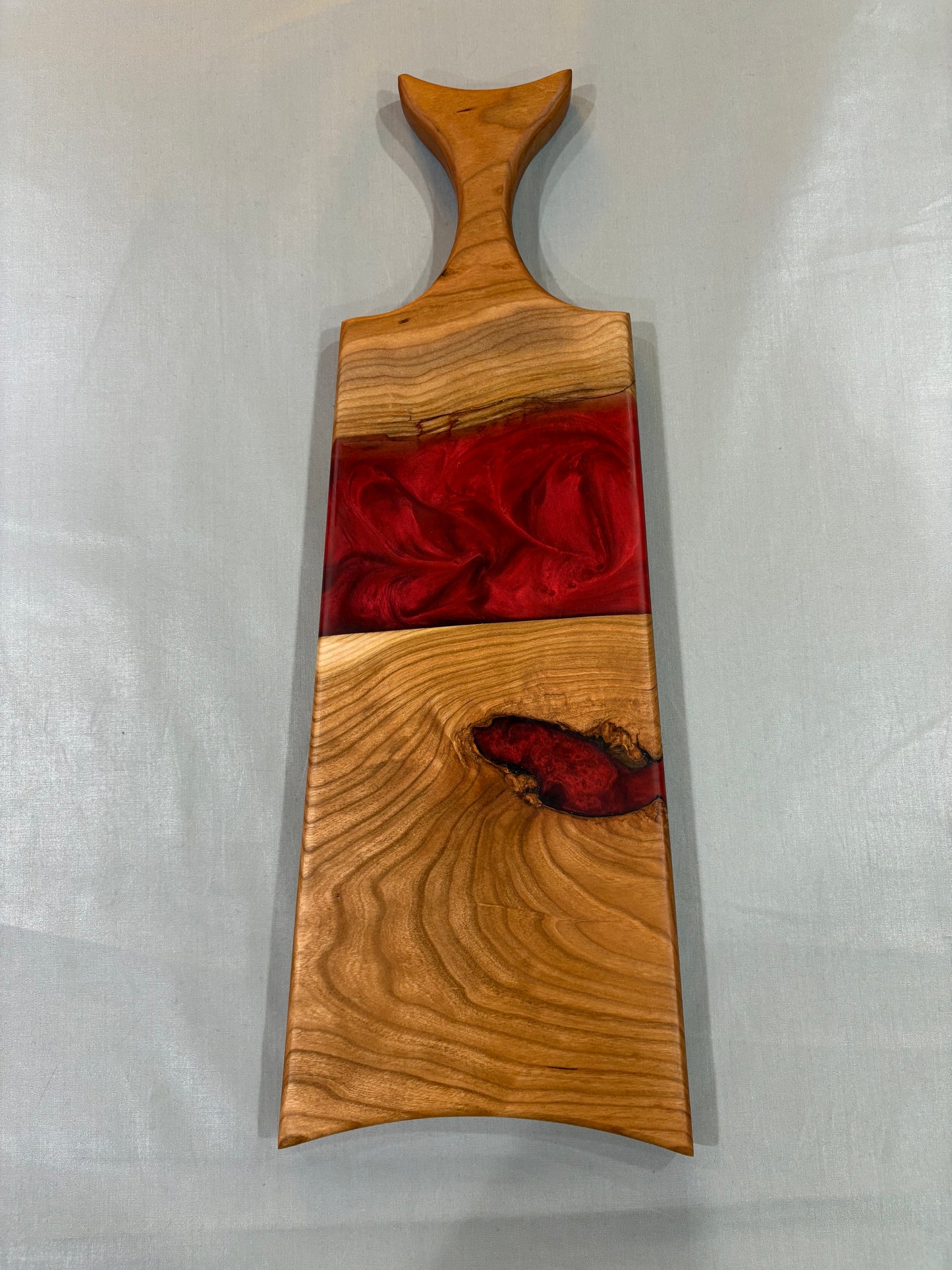 Cherry Wood Charcuterie Board with Red Epoxy