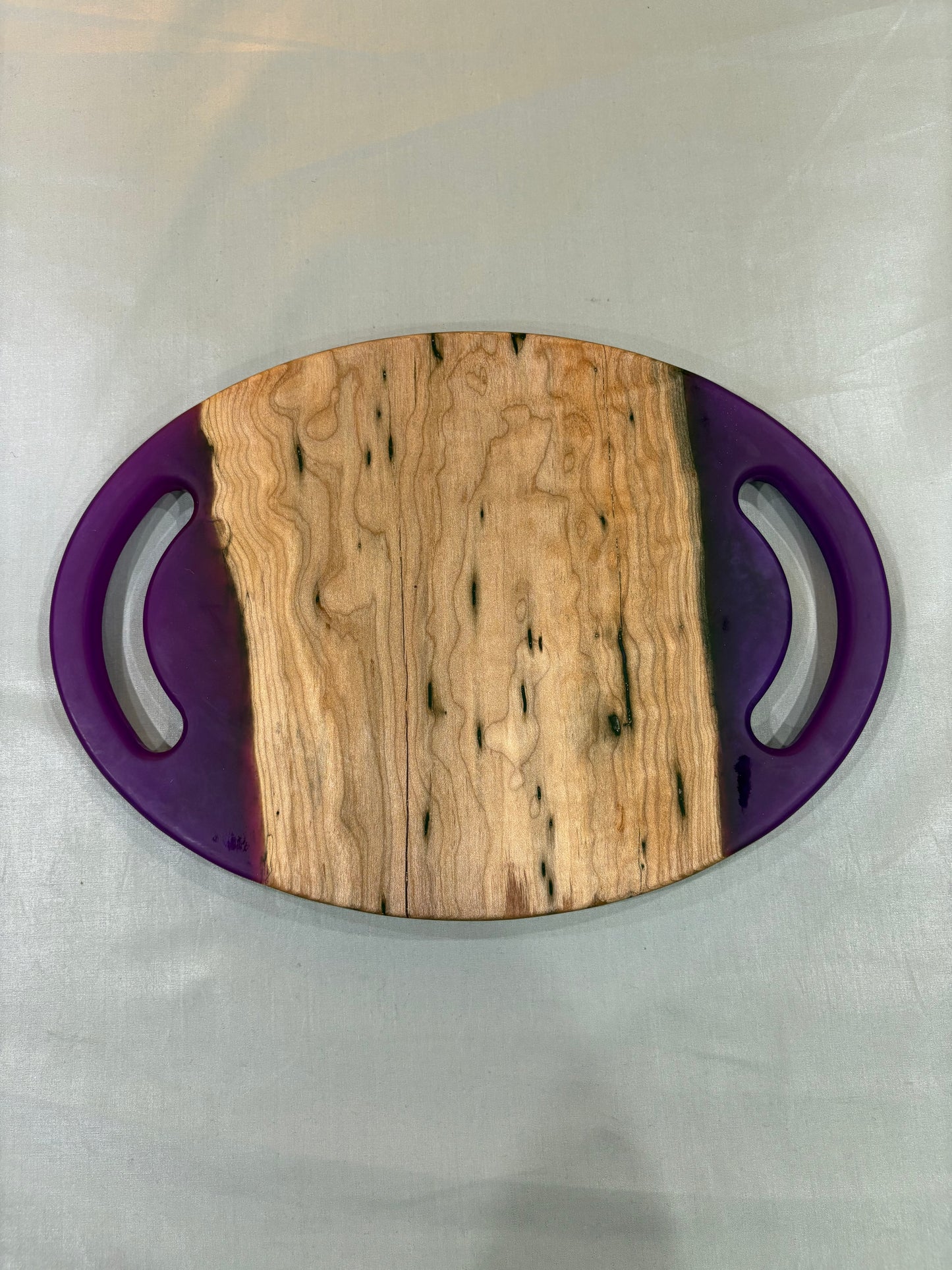 Curly Maple Charcuterie/Serving Tray with Purple Epoxy