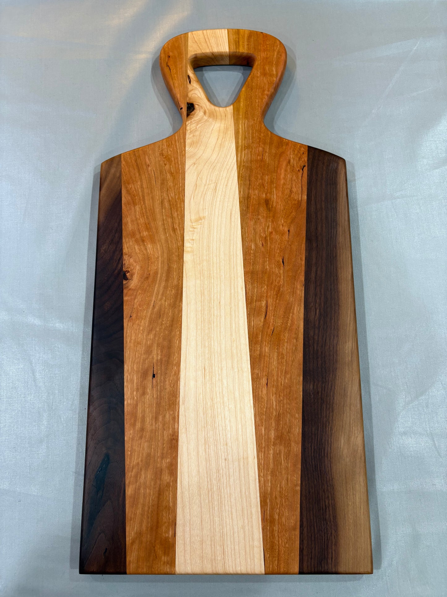 Maple, Cherry, & Walnut Striped Charcuterie Board