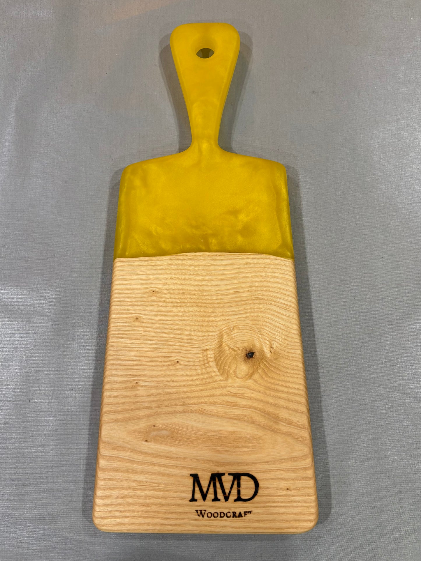 Ash Wood Charcuterie Board with Yellow Epoxy