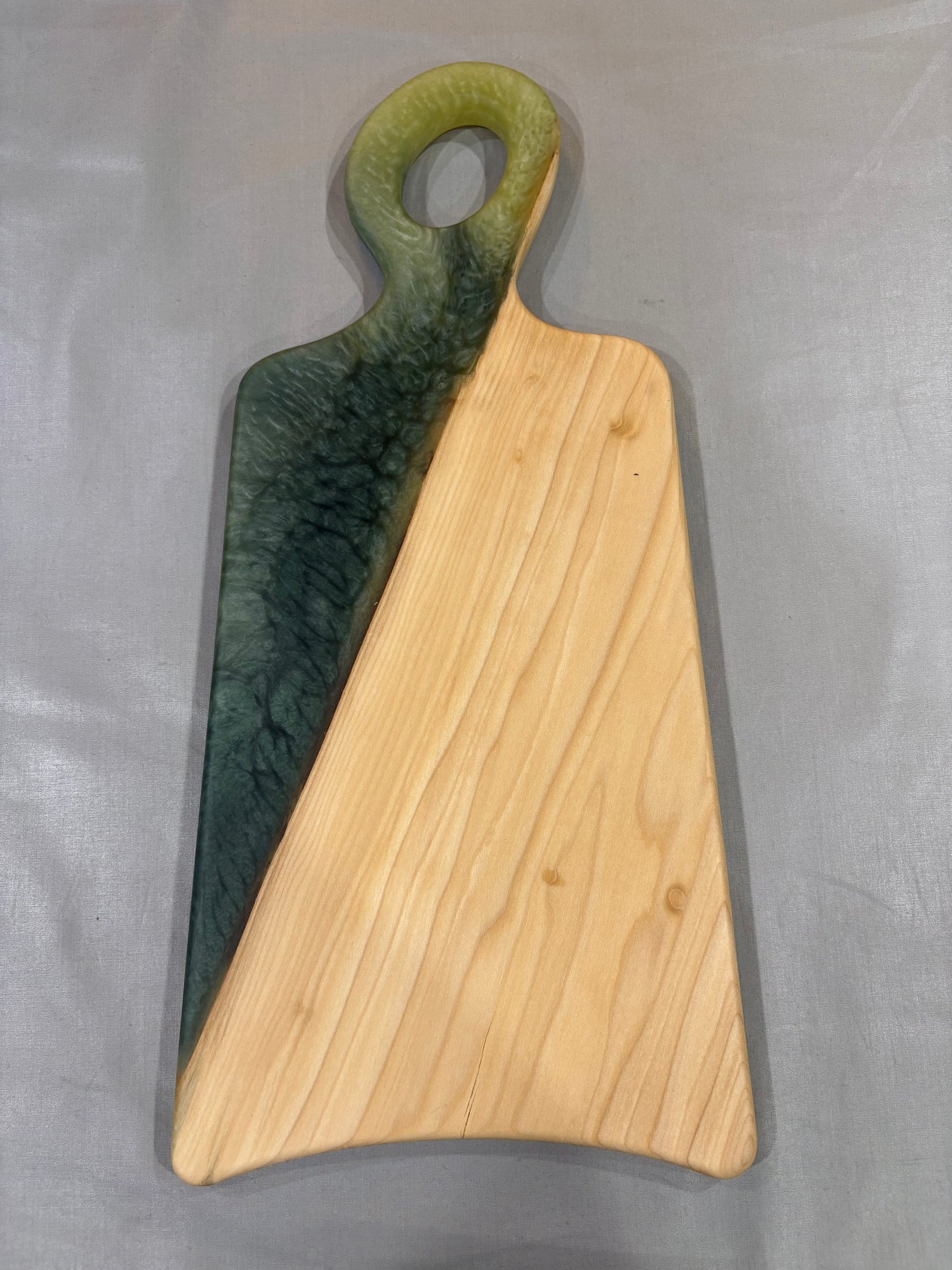 Maple Wood Charcuterie Board with Two-Tone Green Epoxy