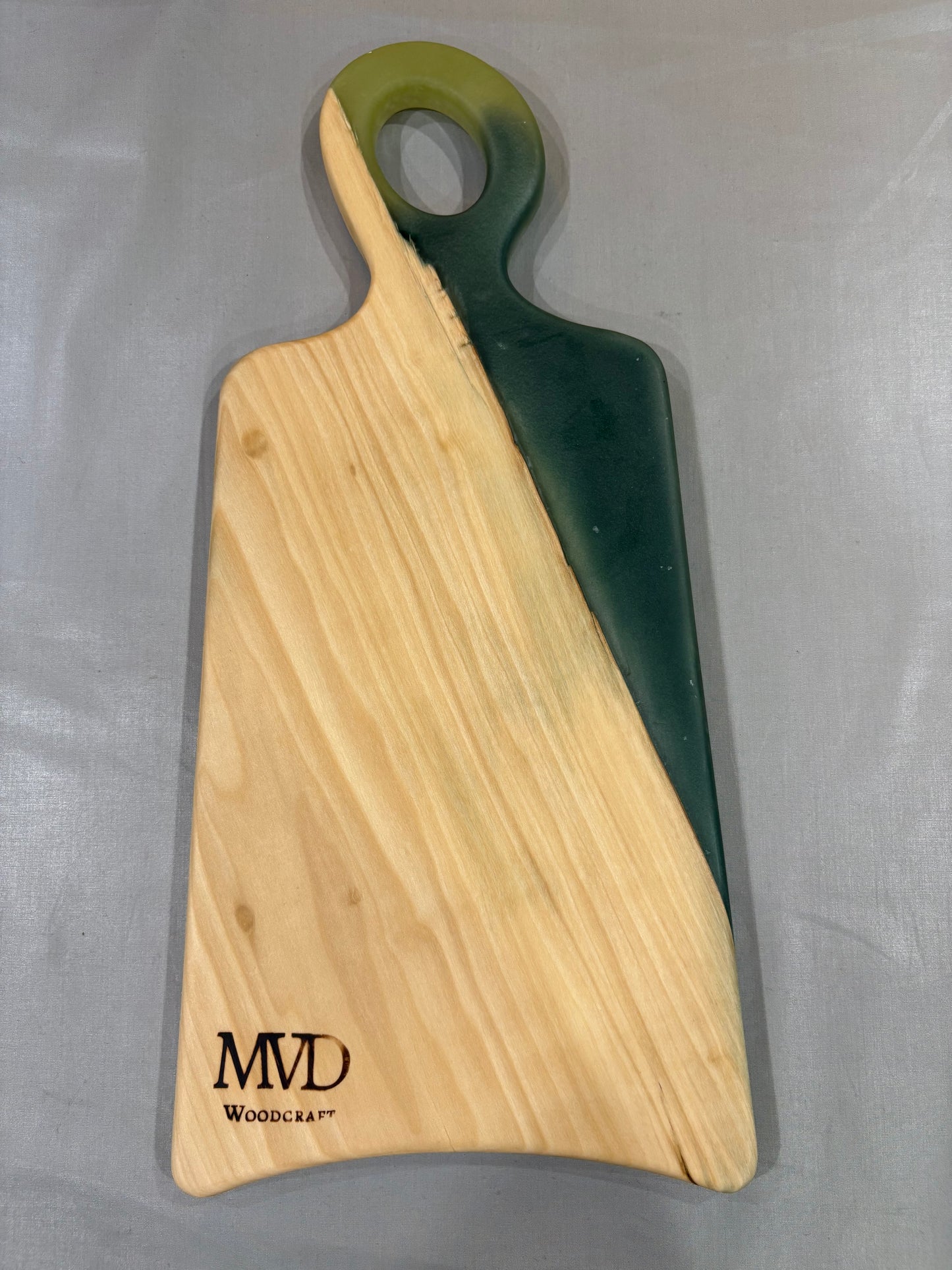 Maple Wood Charcuterie Board with Two-Tone Green Epoxy