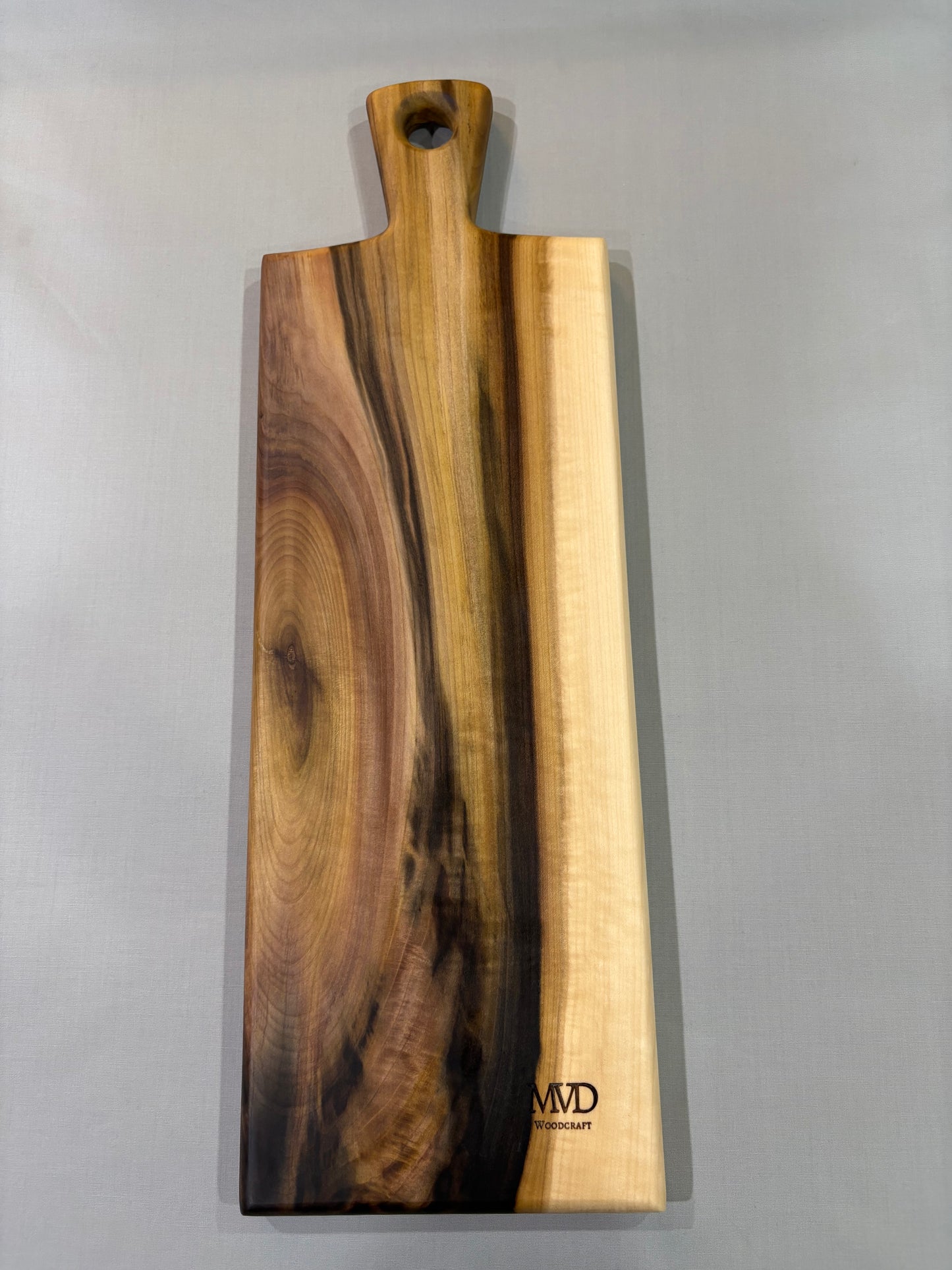 Rainbow Poplar Charcuterie Board with Purple Epoxy