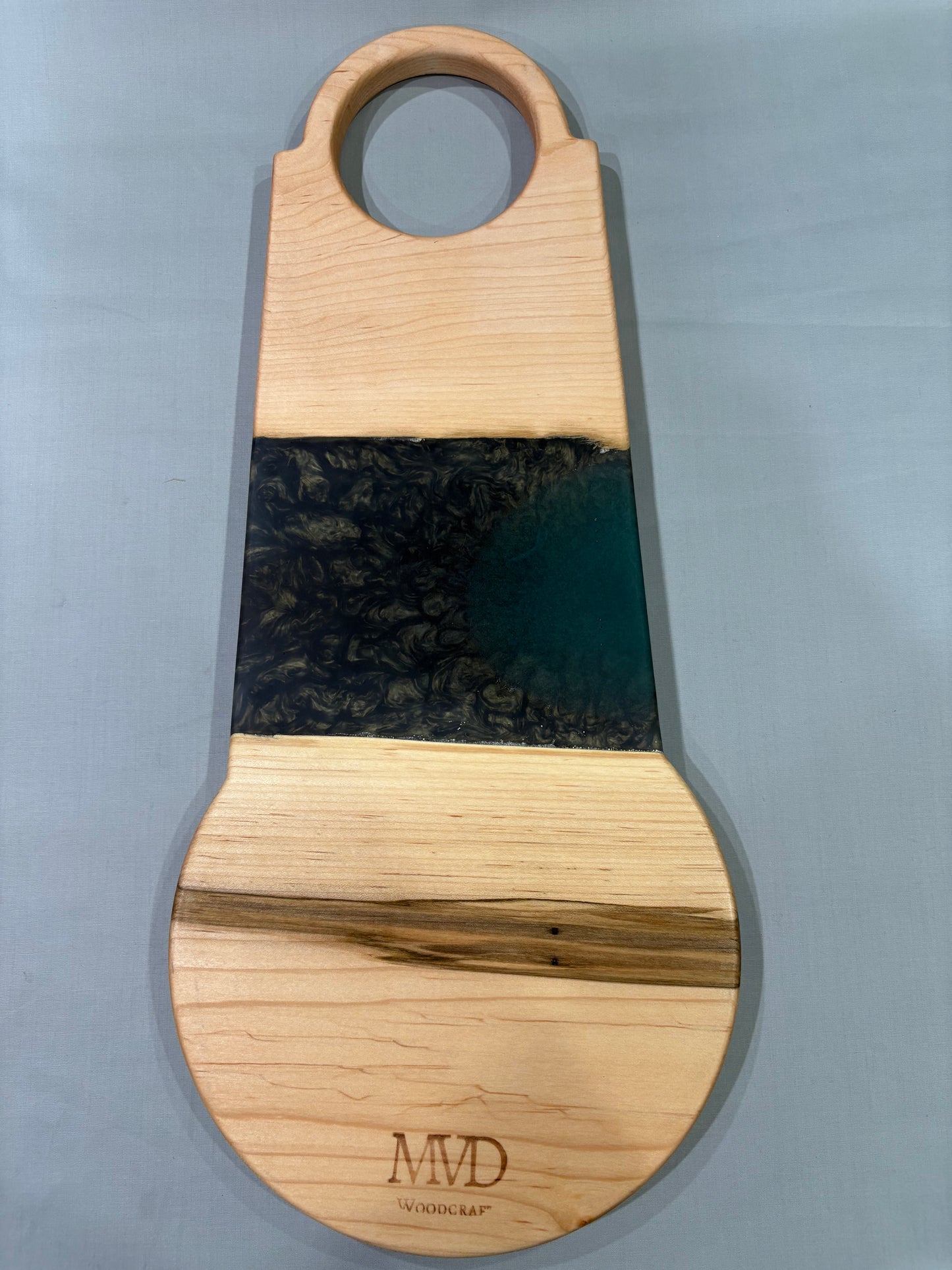 Abstract Maple Board with Dark Green Epoxy