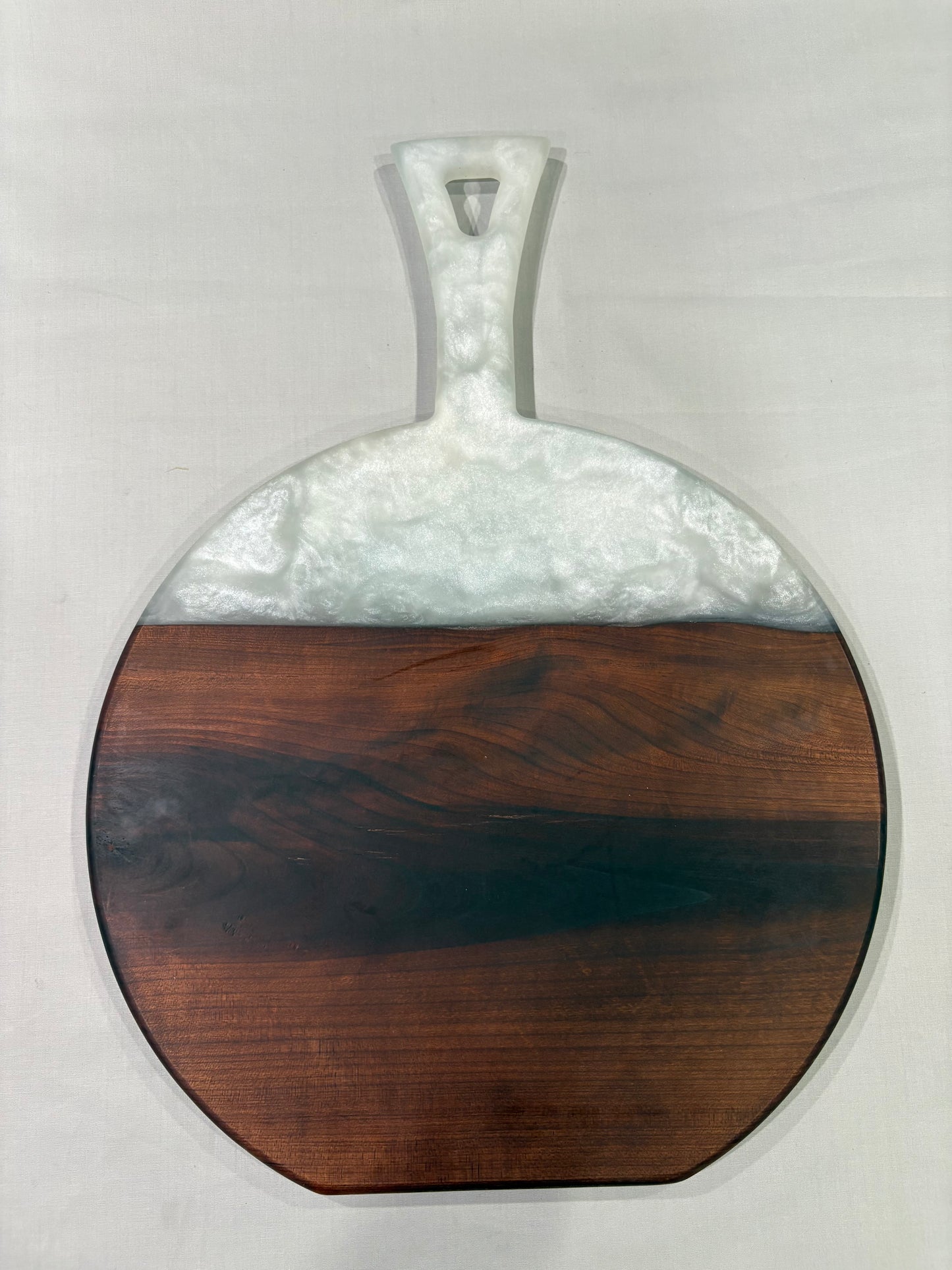 Roasted Maple Circle Board with Silver Epoxy