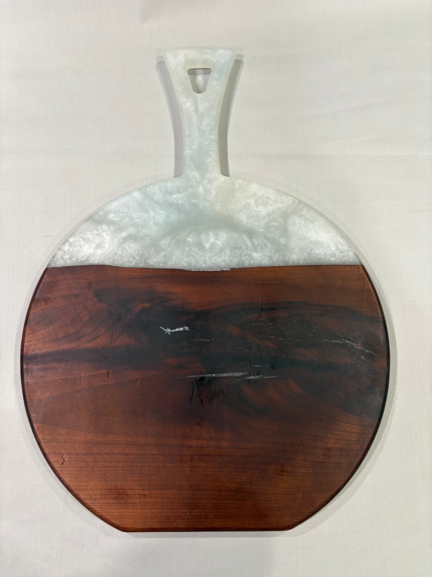 Roasted Maple Circle Board with Silver Epoxy