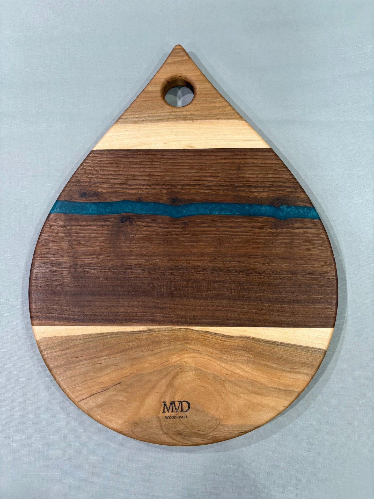 Walnut & Maple Teardrop with Blue Epoxy