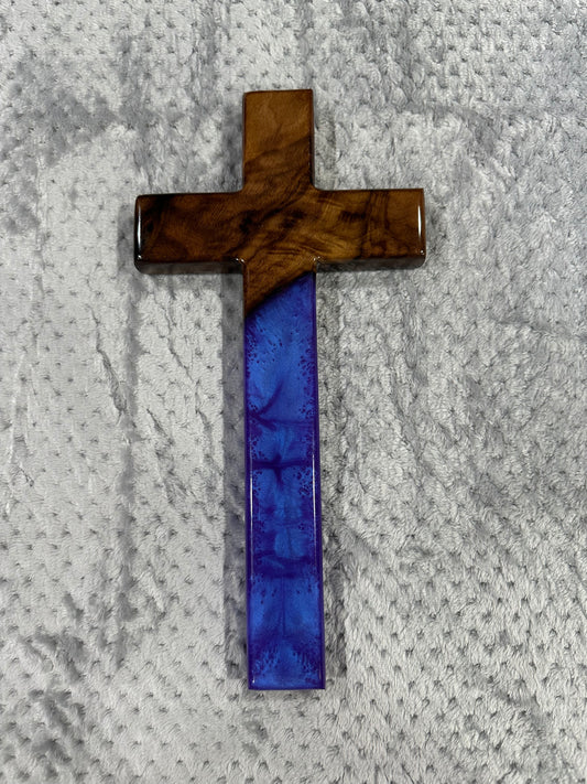 Walnut Cross with Purple Epoxy