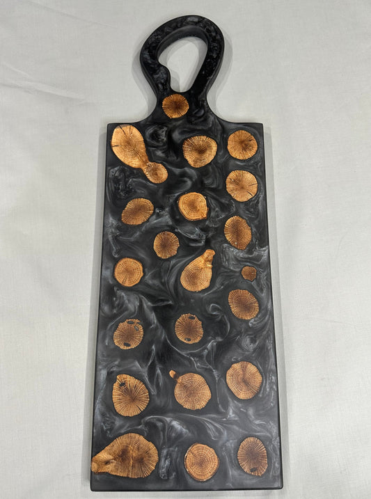 Oak Cookie Charcuterie Board with Gray Epoxy