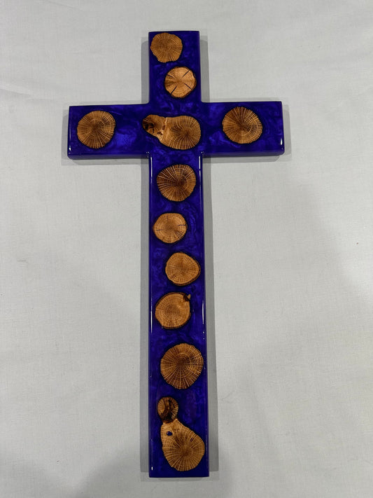 Oak Cookie Cross with Purple Epoxy