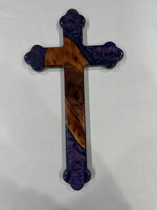 Walnut Cookie Cross with Purple Epoxy