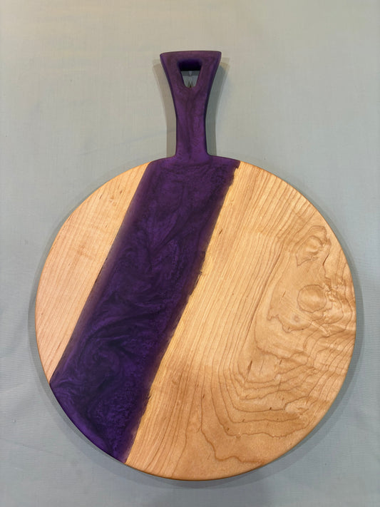 Figured Maple Charcuterie Board with Purple Epoxy
