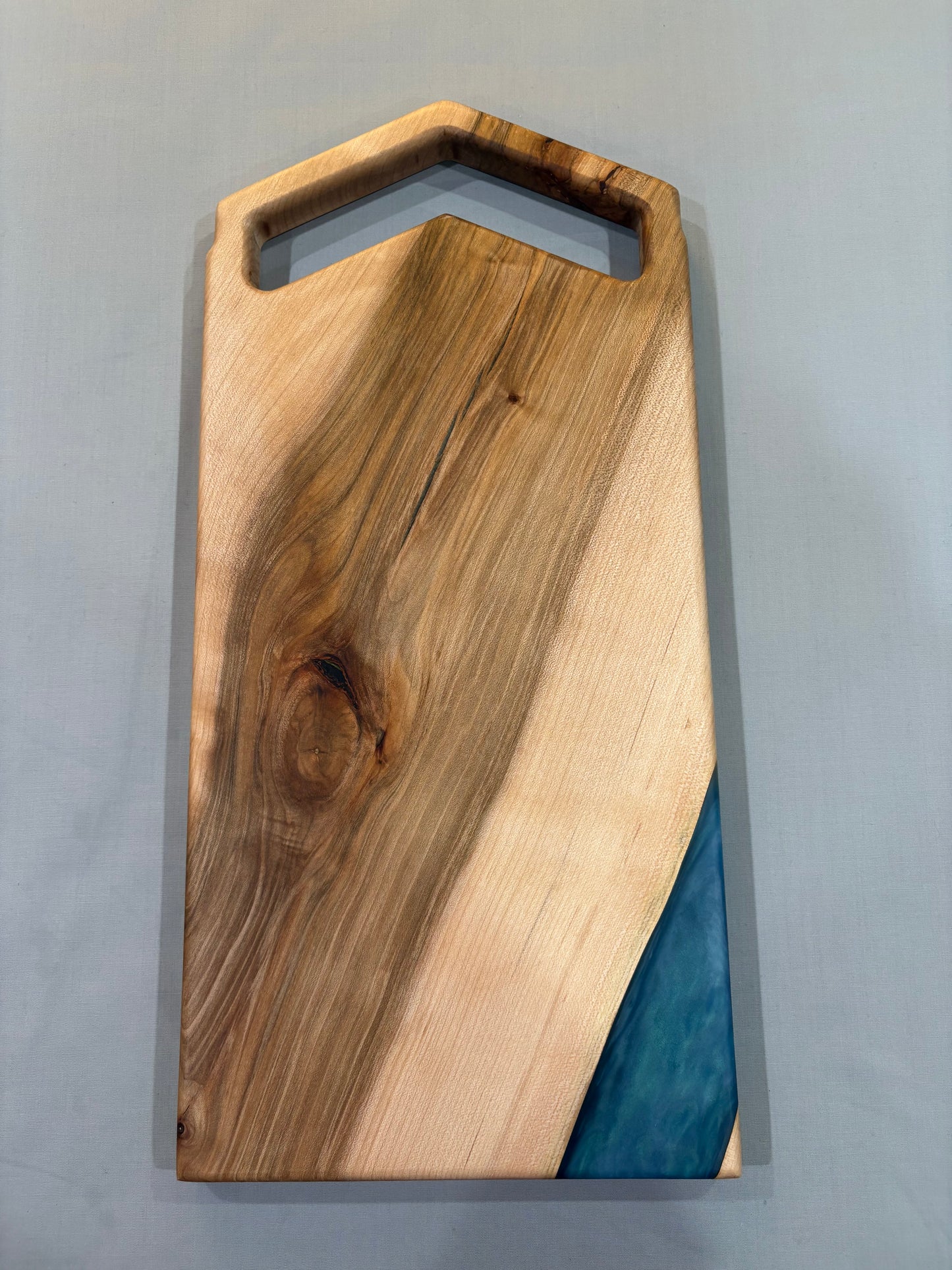 Wormy Maple Charcuterie Board with Teal Epoxy