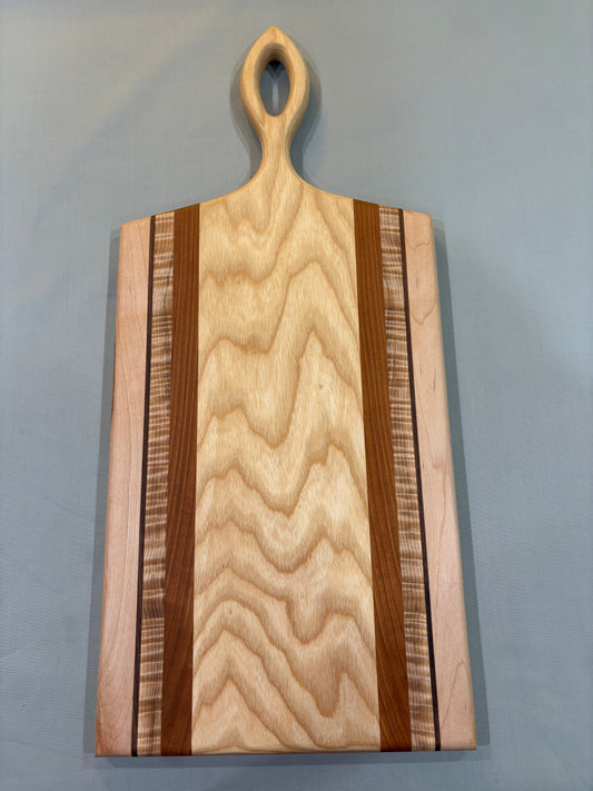 Multi-Wood Striped Charcuterie Board